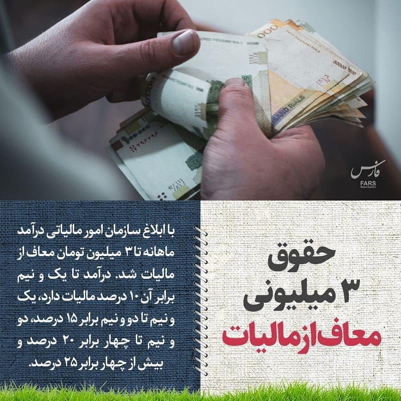 درآمد ماهانه تا ۳ میلیون تومان معاف از مالیات/نحوه محاسبه مالیات حقوق کارمندان ابلاغ شد+سند
