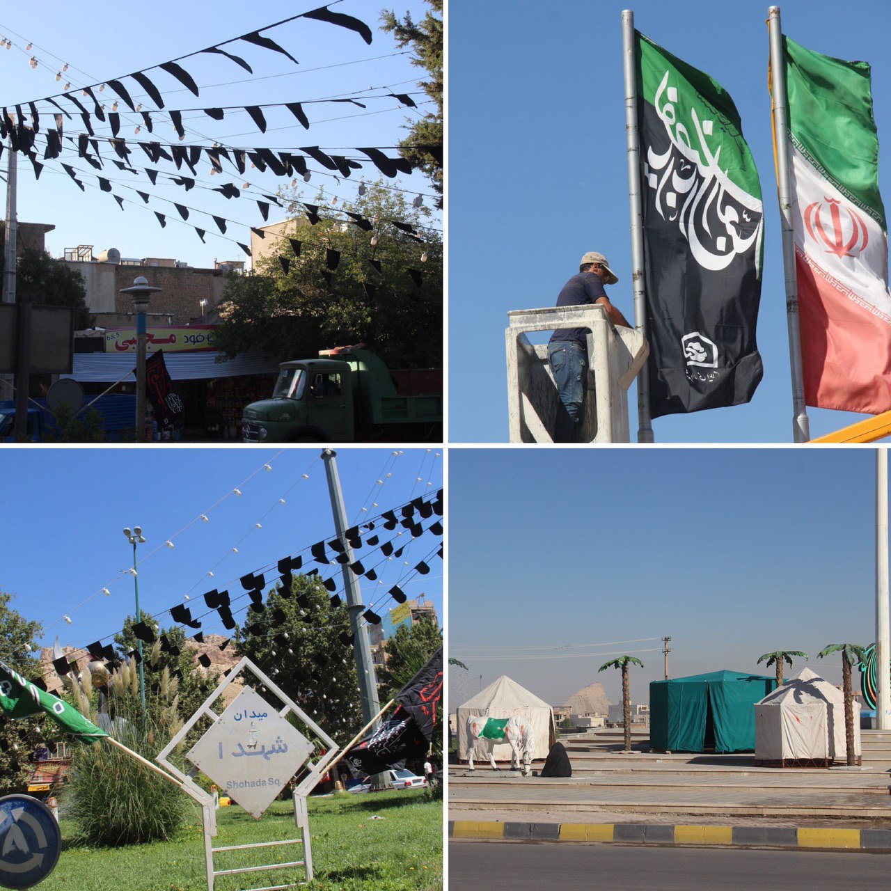 فضاسازی و سیاهپوش نمودن شهر در آستانه ماه محرم و ایام سوگواری آقا ابا عبدالله الحسین(ع) توسط شهرداری ایلام