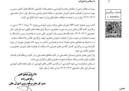 کلاس های درسی تمامی دانشگاه های کشور تا پایان ترم مجازی شد